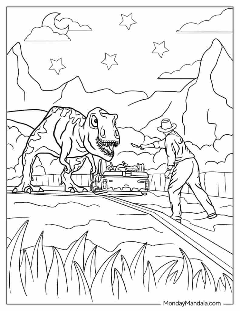Jurassic park coloring pages free pdf printables