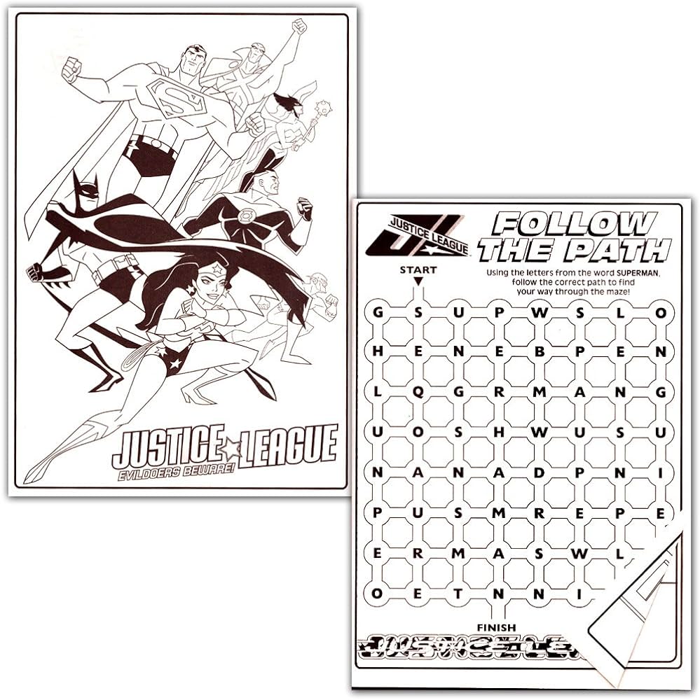 Dc ics justice league coloring and activity book bundle with books featuring batman superman wonder woman green lantern the flash aquaman and cyborg toys games