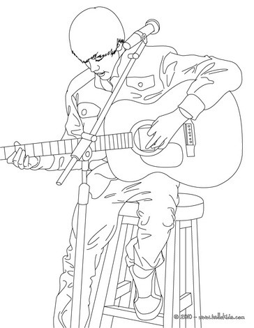 Justin bieber playing guitar coloring pages