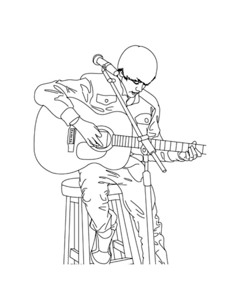 Justin bieber playing guitar coloring page