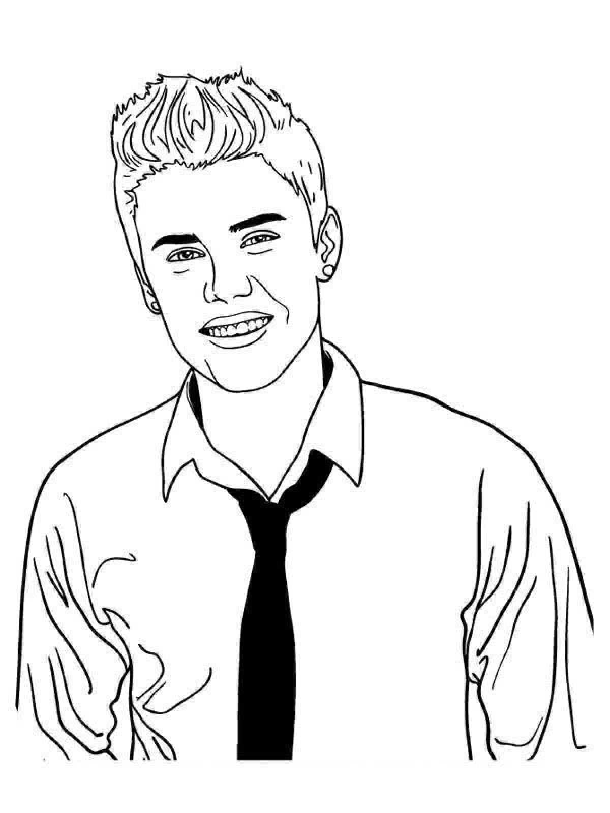 Handsome justin bieber image coloring page