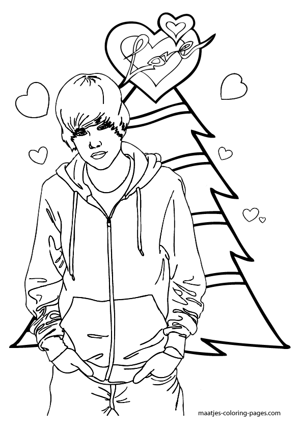Justin bieber christmas coloring page