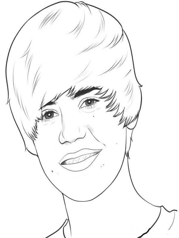 Drawing justin bieber coloring page