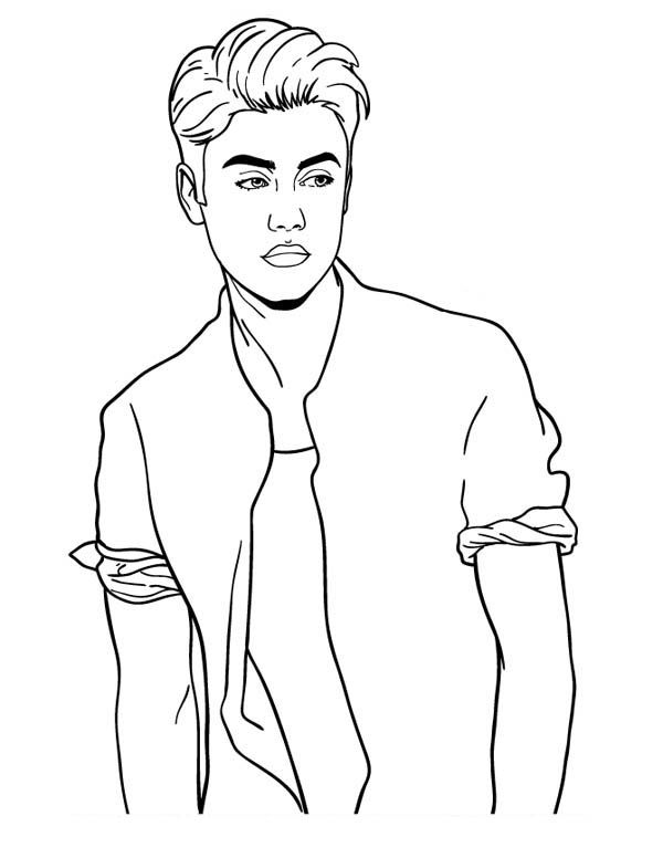 Justin bieber posing coloring page