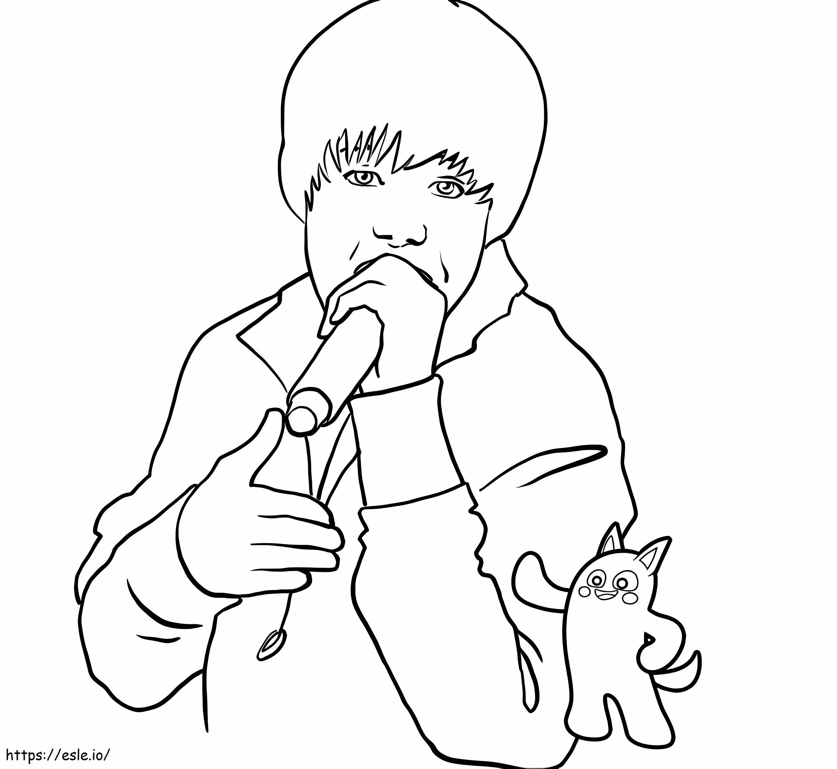 Justin bieber singing coloring page