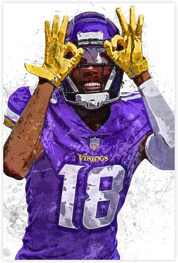 Justin jefferson poster canvas poster wall art decor print picture paintings for living room bedroom decoration unframe xinchxcm posters prints