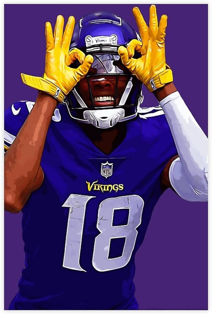 Sports star justin jefferson poster canvas poster bedroom decor sports landscape office room decor gift unframe