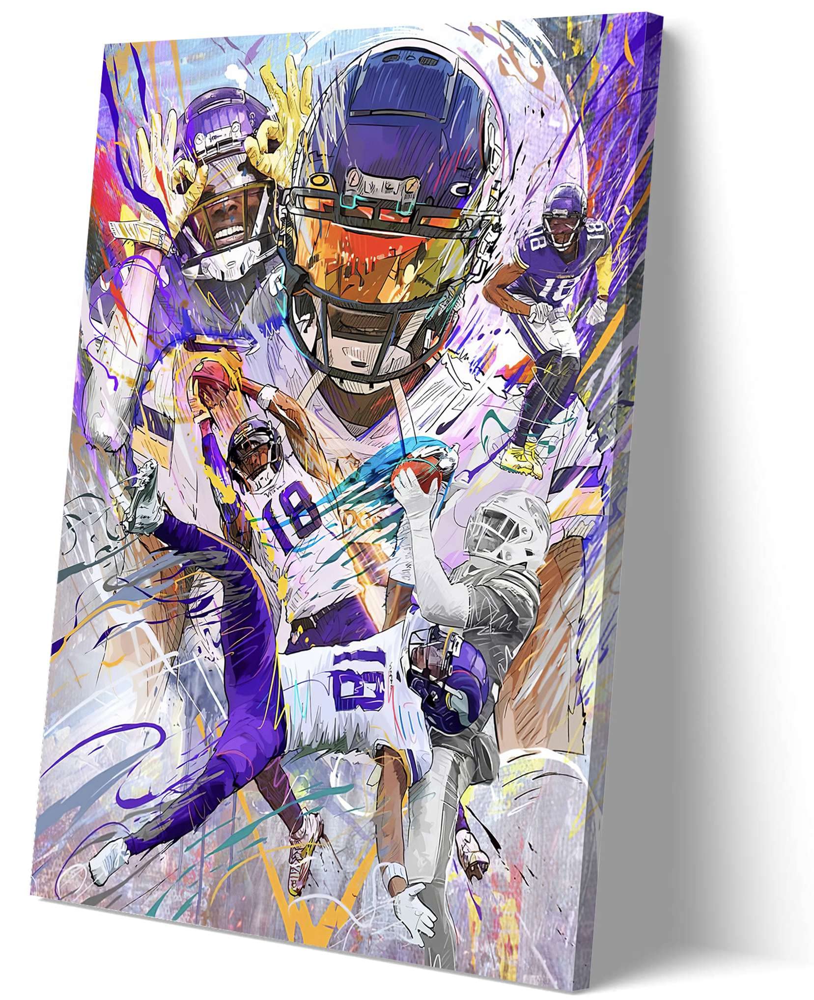 Football sports poster justin jefferson poster justin jefferson watercolor canvas wall decor lcvme xunframed sports outdoors