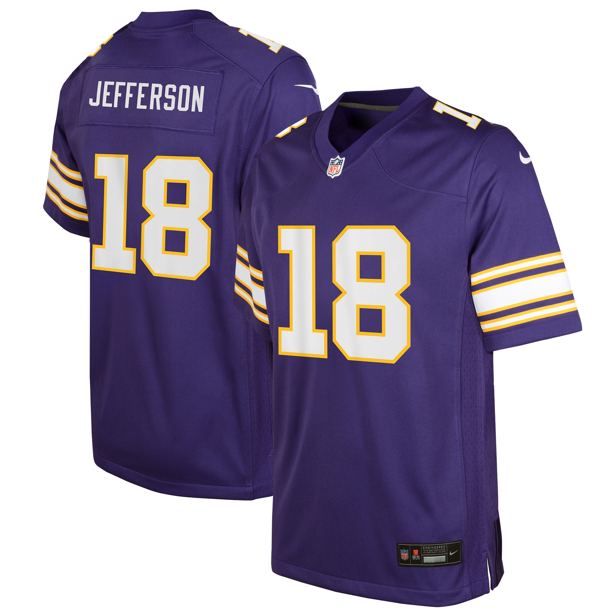 Nike youth nike justin jefferson purple minnesota vikings game jersey the pen centre