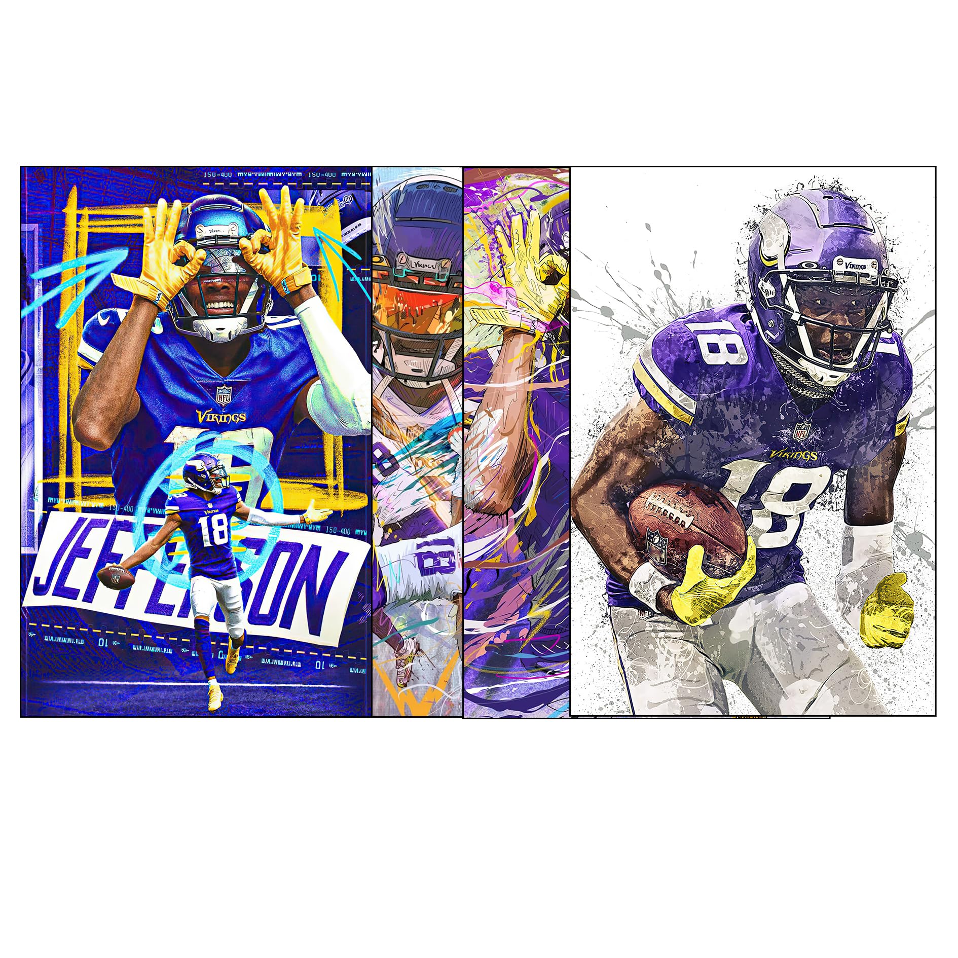 Ezpuck justin jefferson piece unframed printed art xin canvas poster bedroom decor sports landscape office room decor gift posters prints