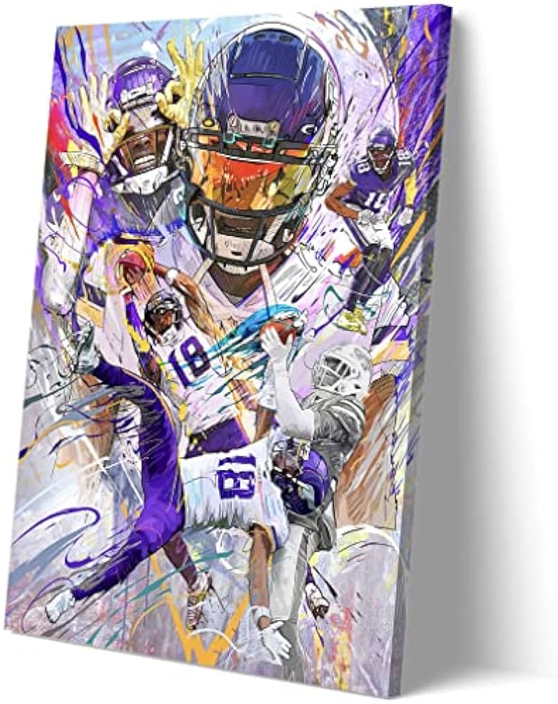 Football sports poster justin jefferson poster justin jefferson watercolor canvas wall decor lcvme xframe sports outdoors