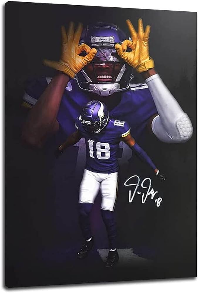 Bjofwa justin jefferson poster canvas print poster wall art home office decor sports landscape gift for boys room ax inch unframed posters prints