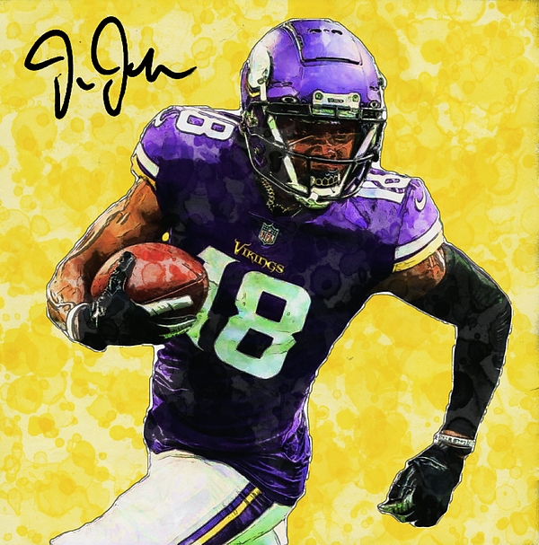 Justin jefferson vikings wr watercolors jigsaw puzzle by bob smerecki