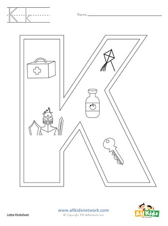 Letter k coloring page all kids network