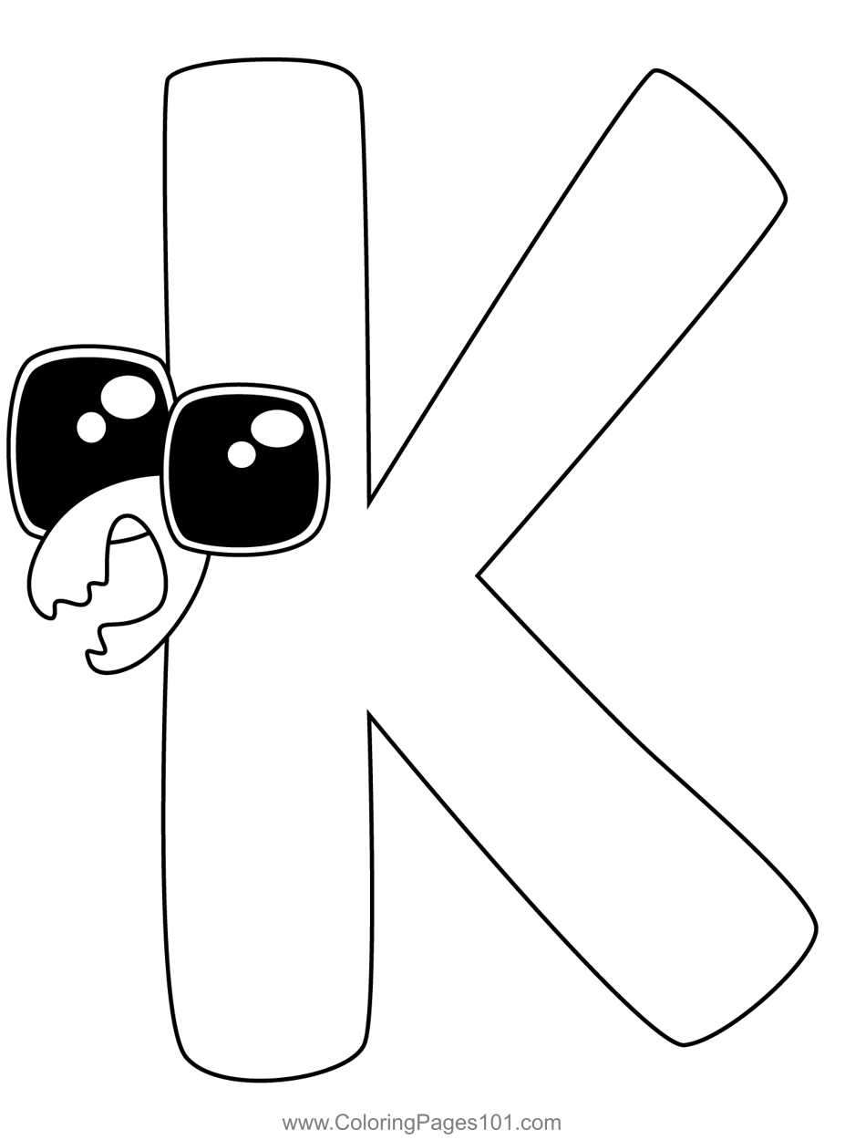 K alphabet lore coloring page for kids