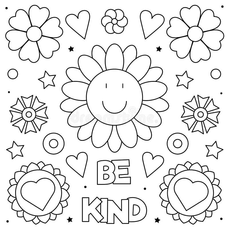 Be kind coloring page black and white vector illustration stock vector