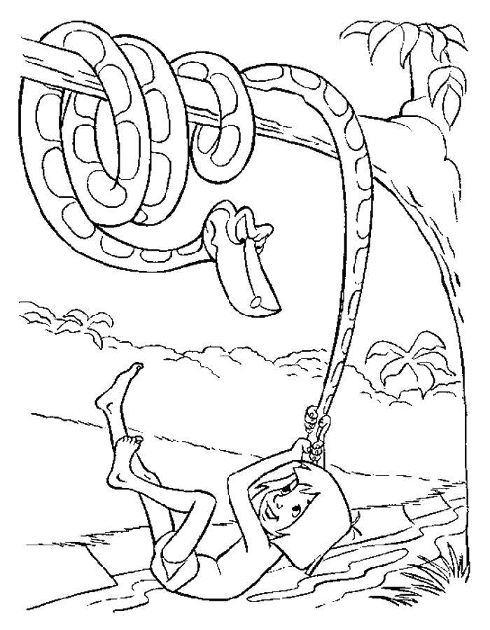 Online coloring pages coloring mowgli and kaa coloring