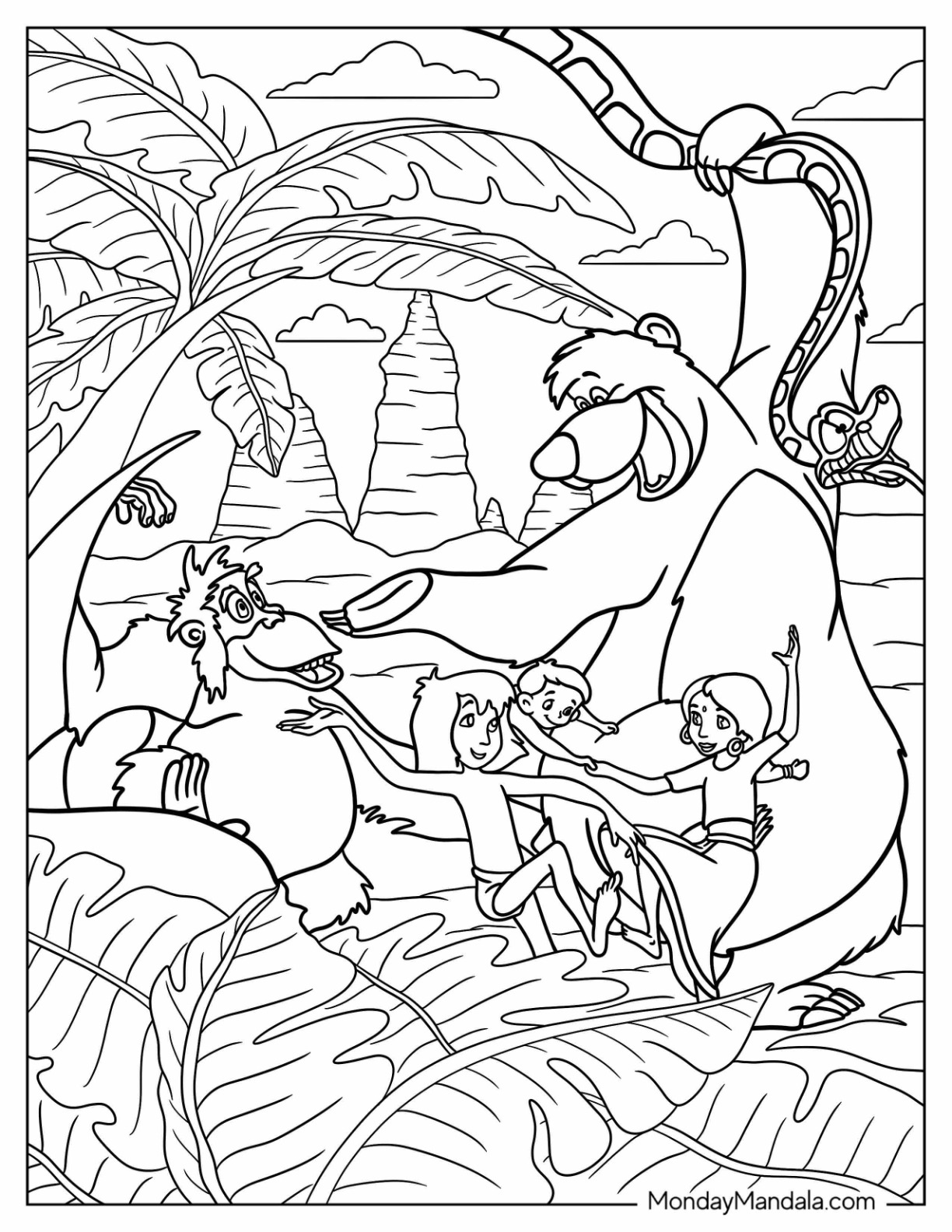 Jungle book coloring pages free pdf printable