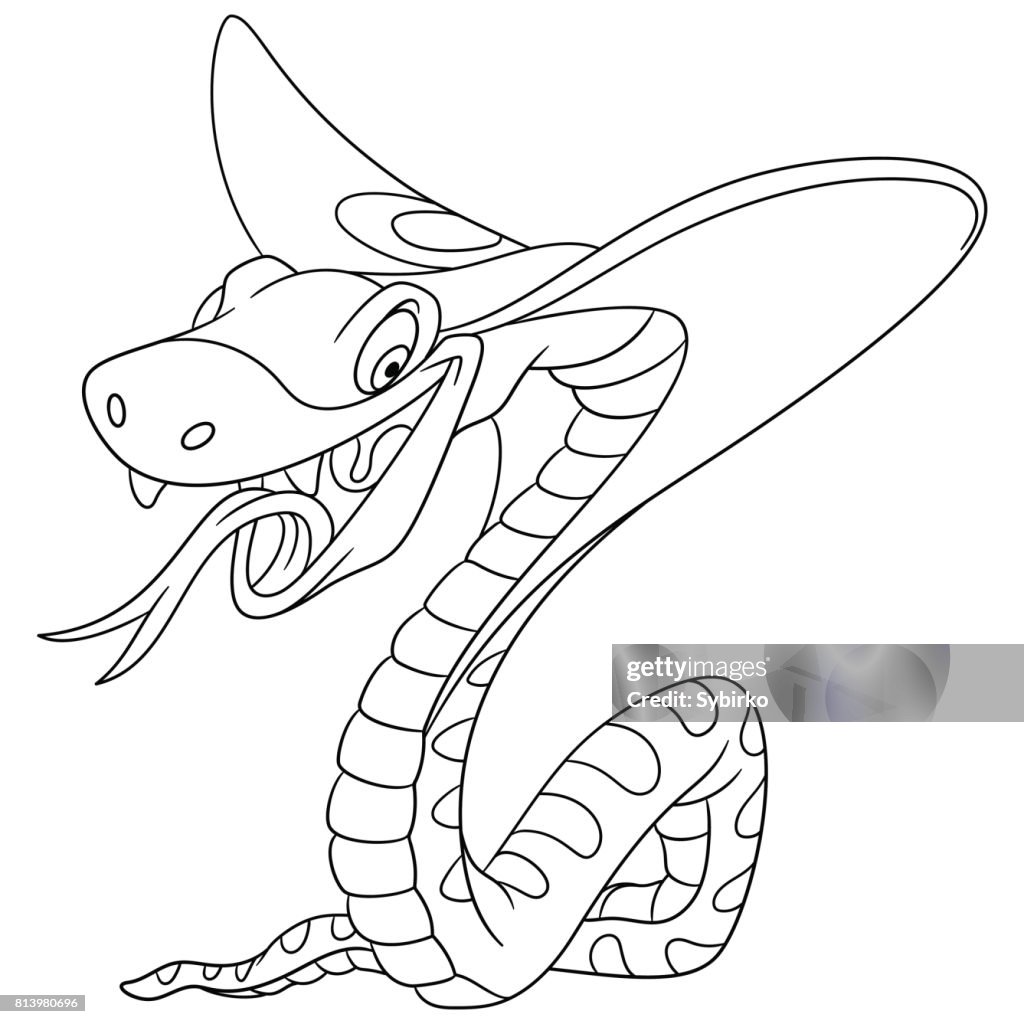 Cartoon snake coloring page high