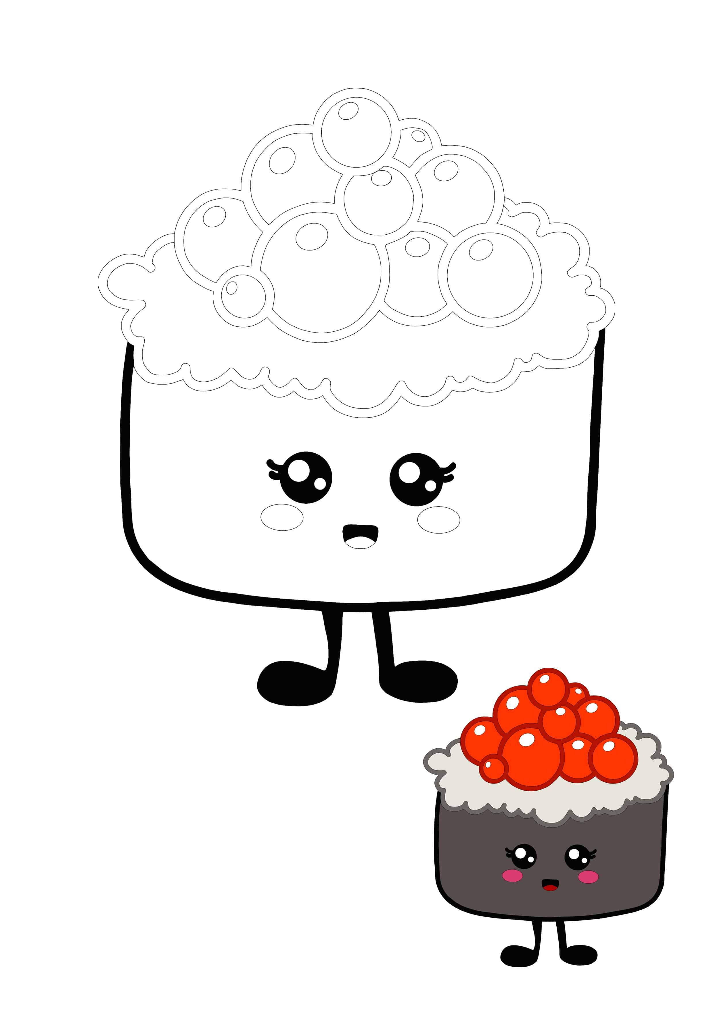 Kawaii sushi coloring sheet with sample coloring pages free kids coloring pages free printable coloring
