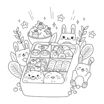 Sushi coloring vectors illustrations for free download