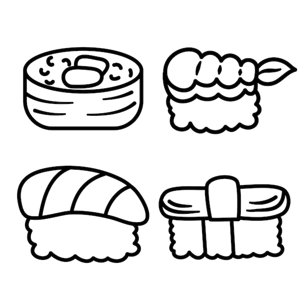 Sushi coloring vectors illustrations for free download