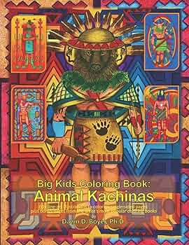 Big kids coloring book animal kachinas line