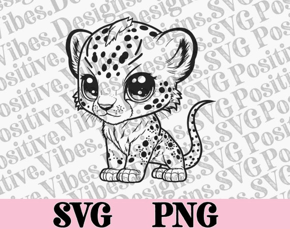 Cute cheetah cartoon svg png outline cheetah clipart digital stamps clip art line art svg cheetah coloring book baby cheetah hand draw