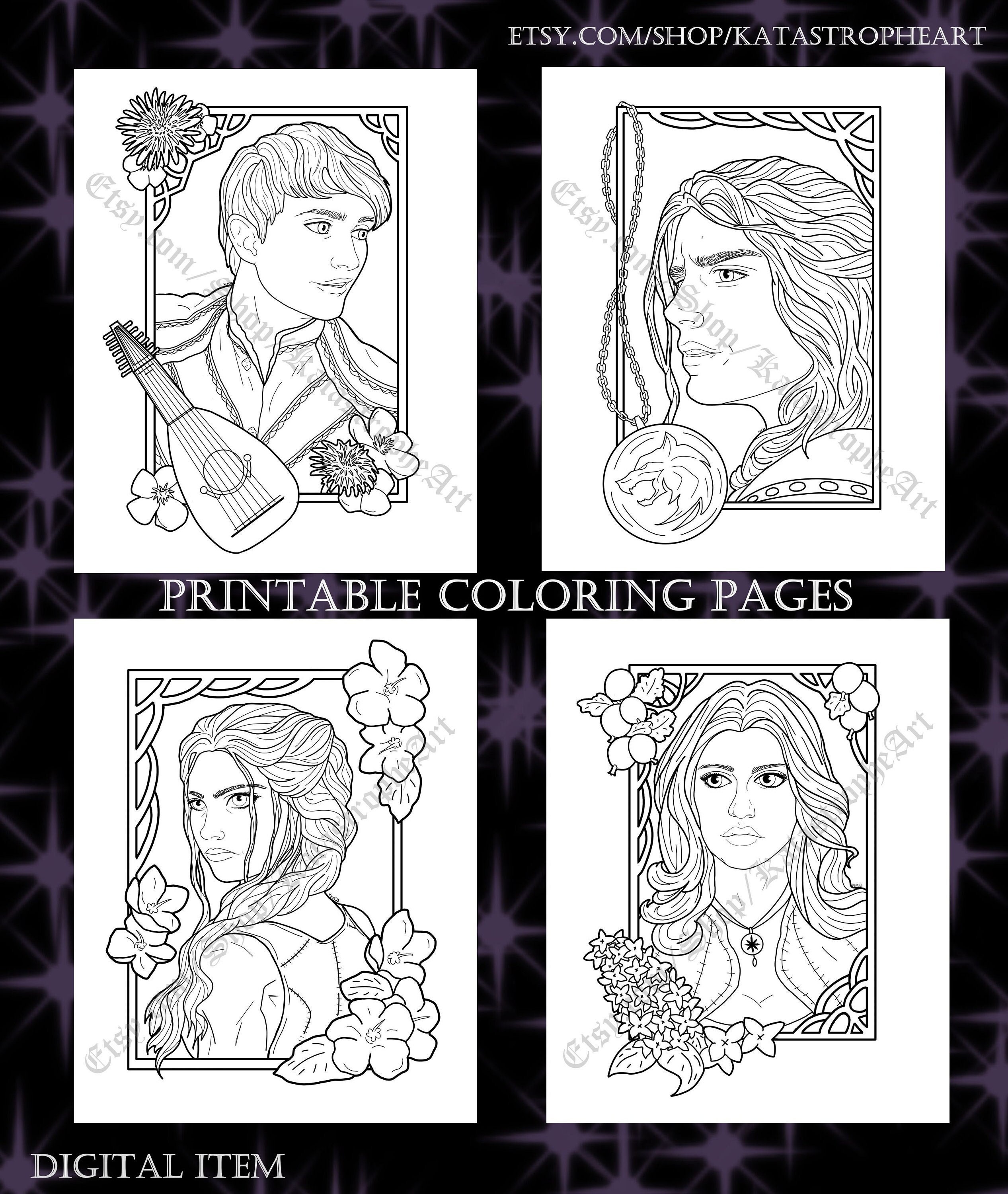 Printable witcher coloring pages