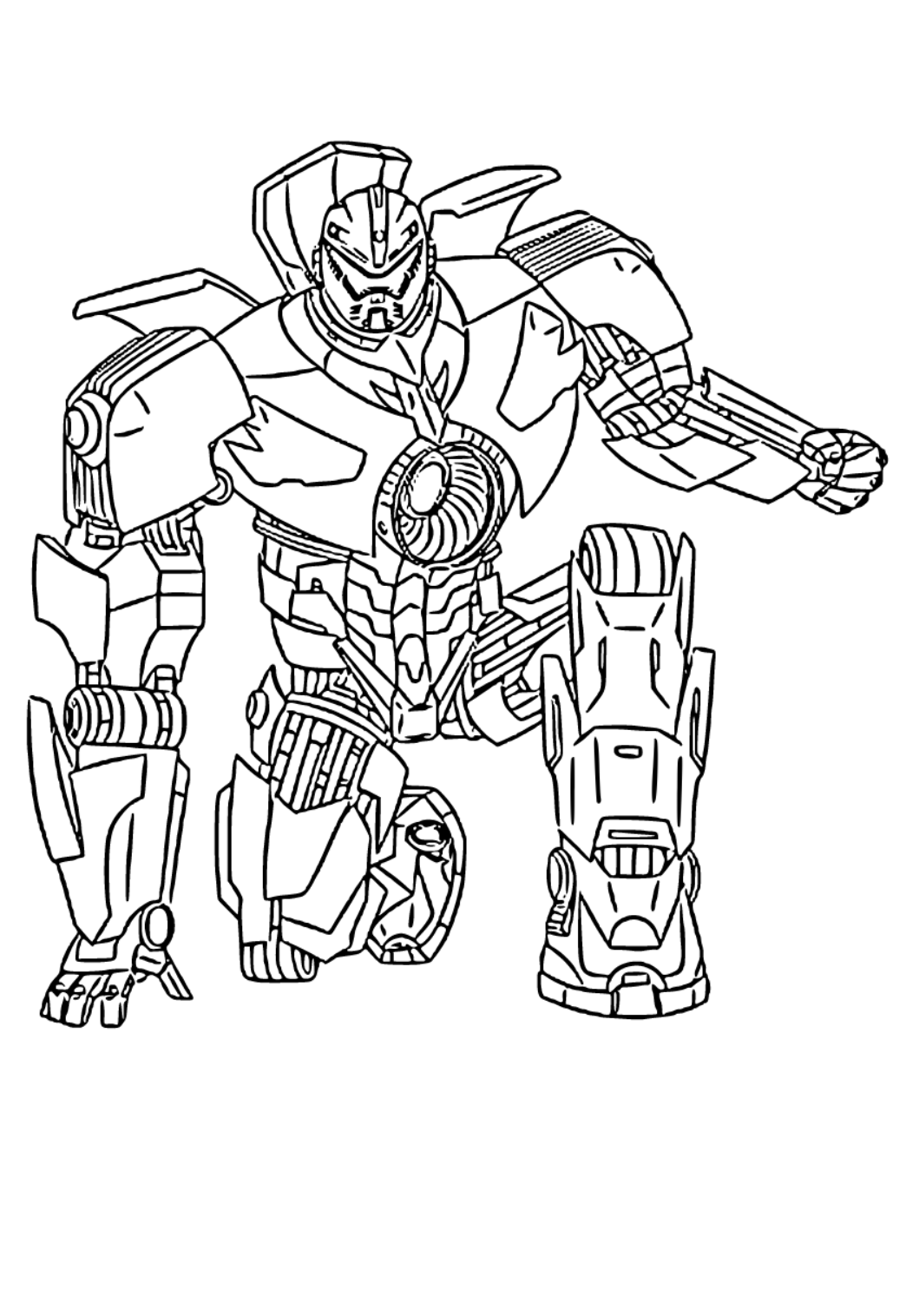 Free printable kaiju robot coloring page for adults and kids