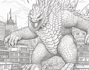 Printable kaiju coloring pages for kids and adults digital download pdf instant download