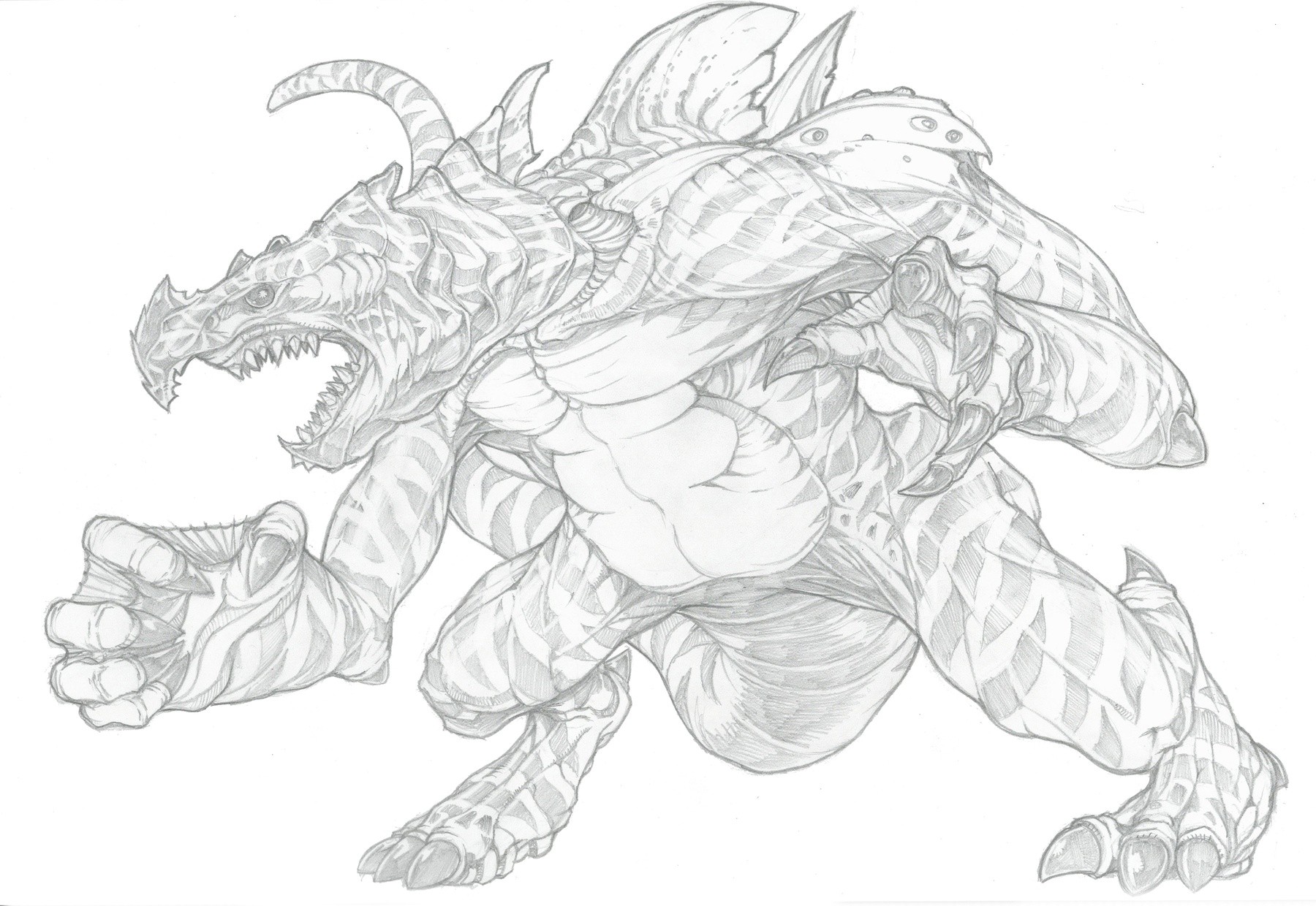 Tiger shark dragon pencil by jonathan gwyn