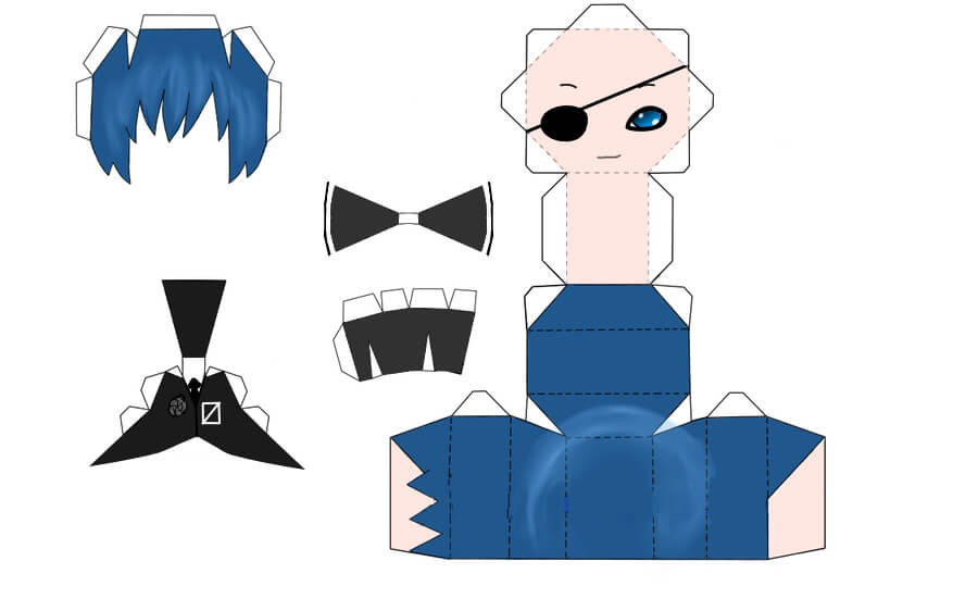 Kaito secret police chibi doll free printable papercraft templates