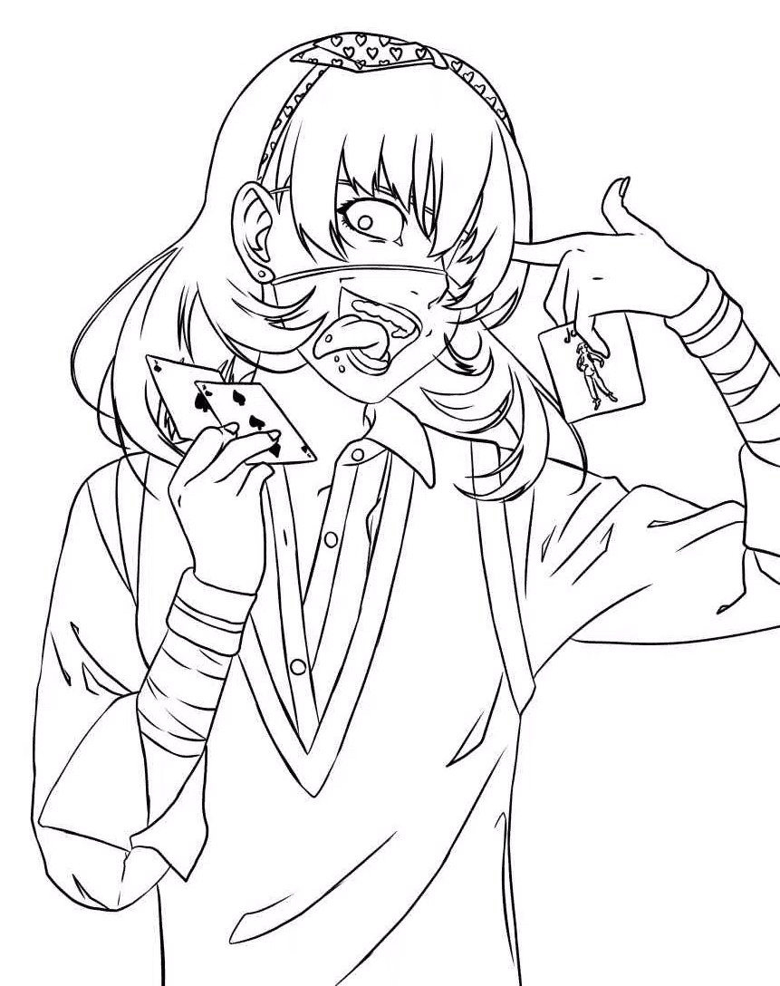 Kakegurui coloring pages printable for free download