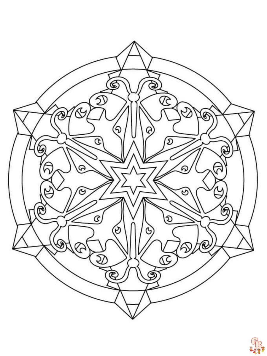 Printable kaleidoscope coloring pages free for kids and adults