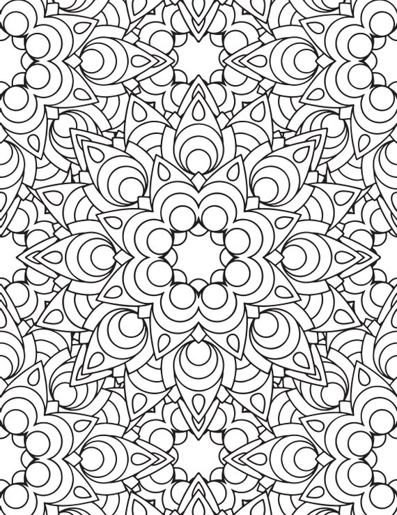 Kaleidoscope coloring sheet downloadable coloring book page geometric coloring book page for adults stress relief coloring page download now