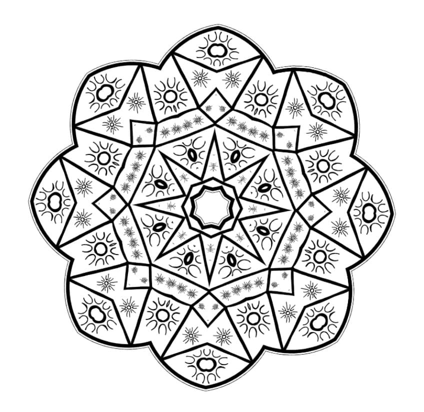 Nice kaleidoscope coloring page