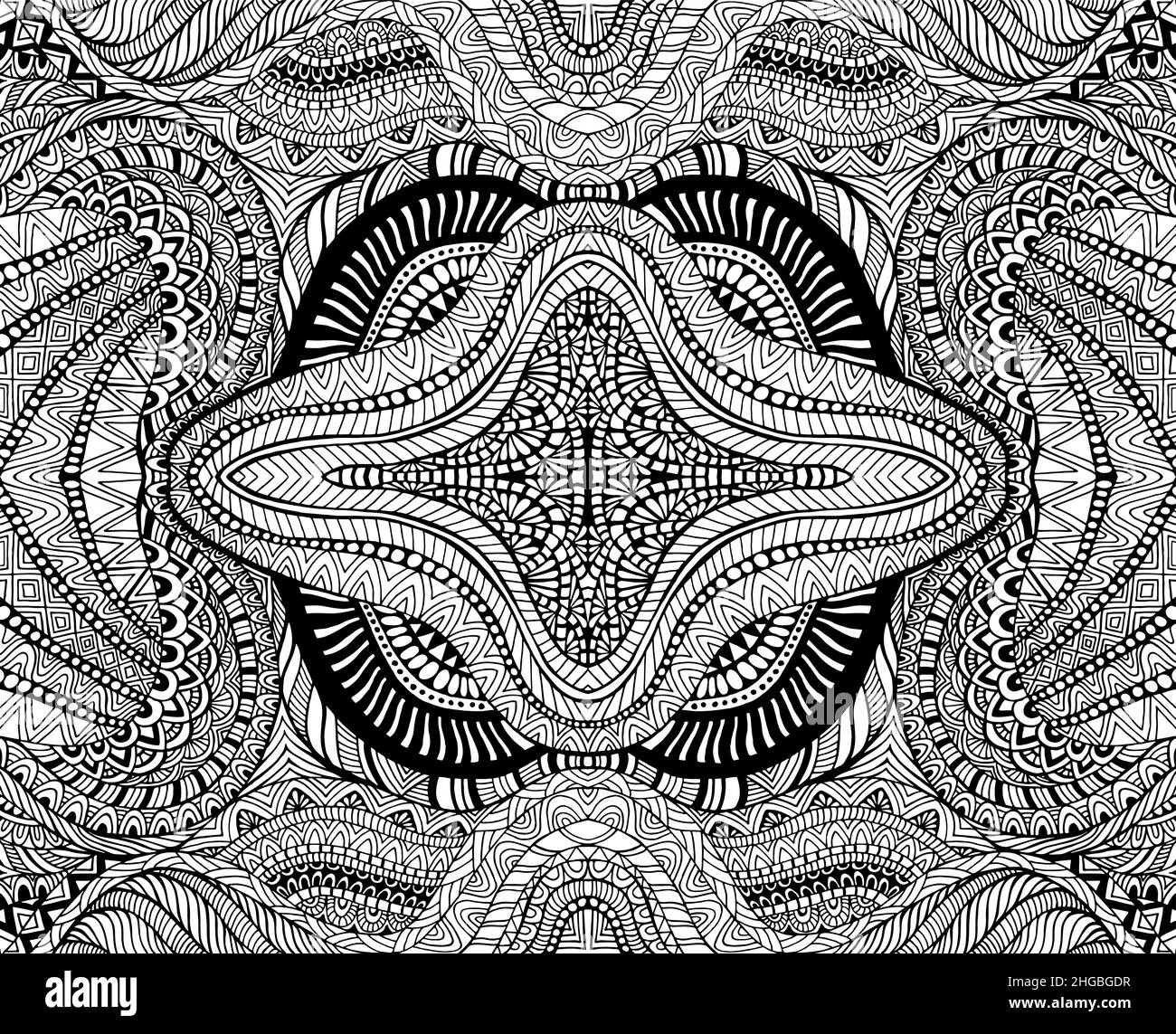Mandala ethnic kaleidoscope coloring page abstract pattern with maze of ornaments psychedelic stylish card vector illustration stock vector image art