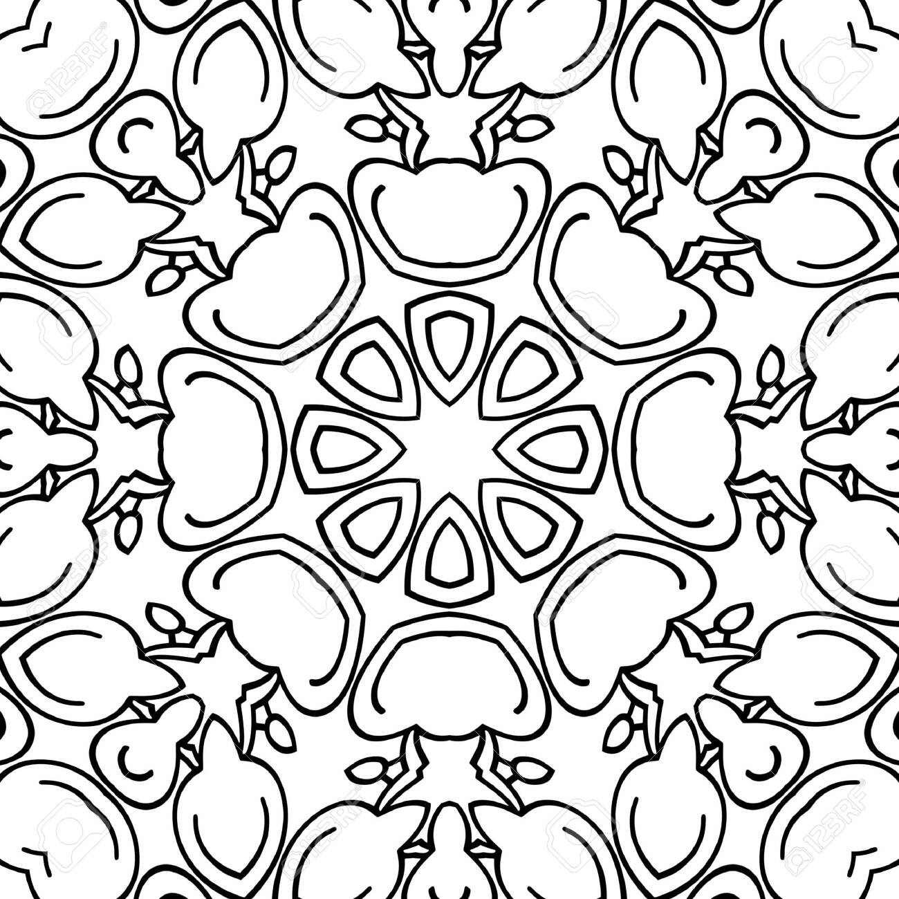 Simple coloring page for kids and adults seamless pattern relax ornament meditative drawing coloring book kaleidoscope template for design work stock photo picture and royalty free image image