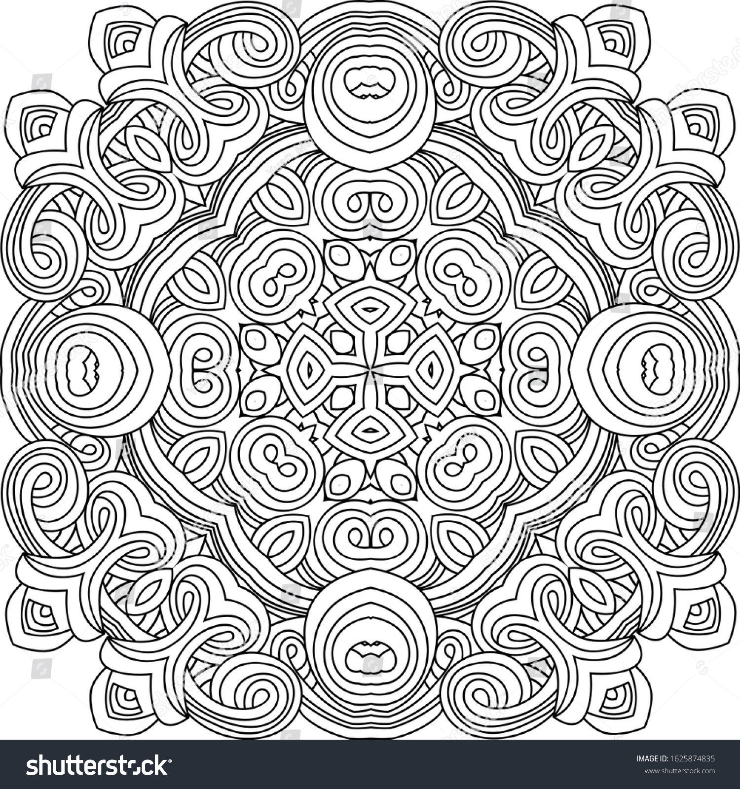 Adult boho kaleidoscope coloring book flower stock vector royalty free