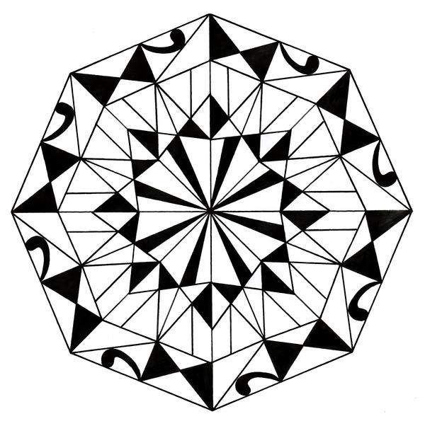 Kaleidoscope mandala adult coloring page