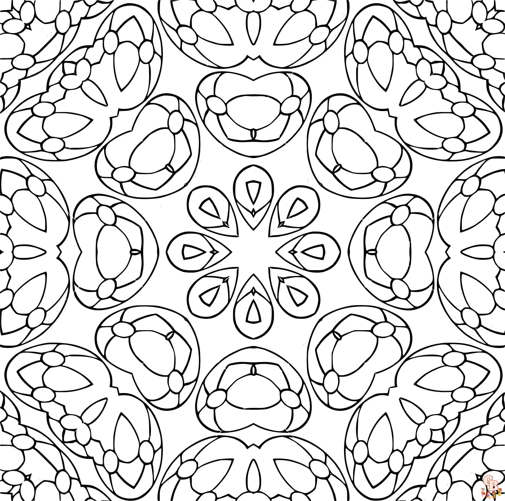 Printable kaleidoscope coloring pages free for kids and adults