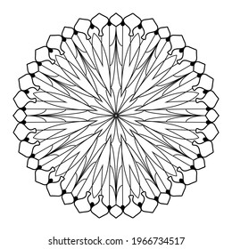 Easy mandala kaleidoscope coloring page on stock illustration