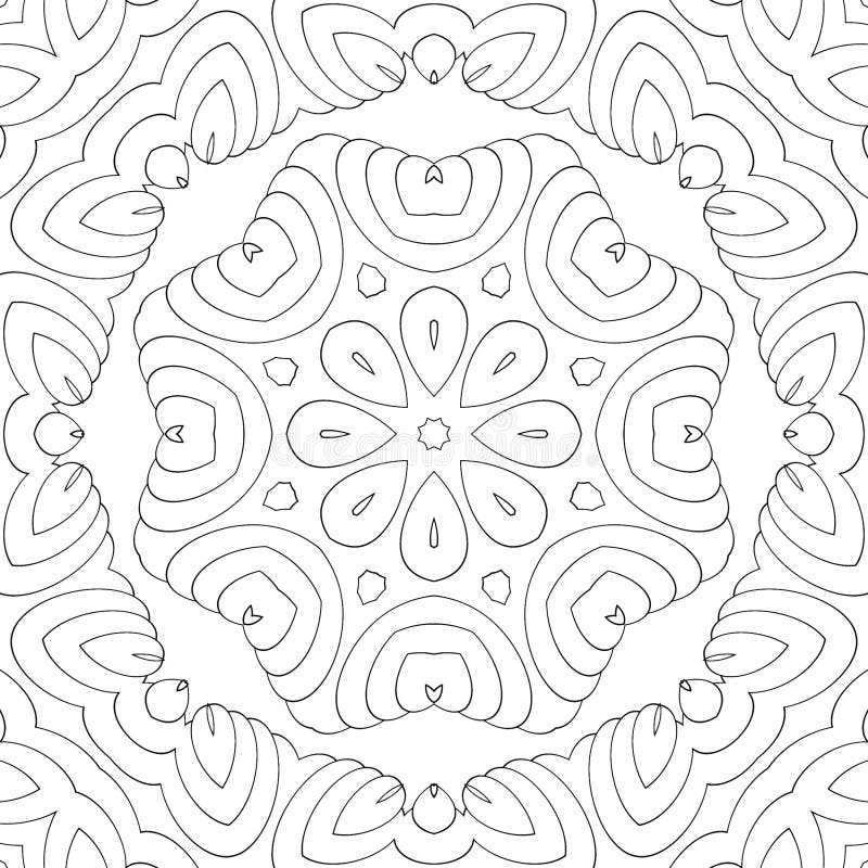 Coloring seamless pattern symmetric ornament mandala kaleidoscope stock illustration