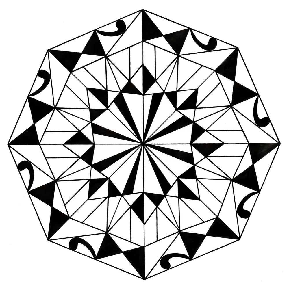 Kaleidoscope mandala adult coloring page