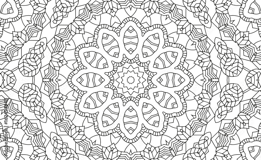 Plex kaleidoscope mandala for coloring book black lines on white background abstract geometric ornament vector vector