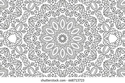 Plex kaleidoscope mandala coloring book black stock vector royalty free