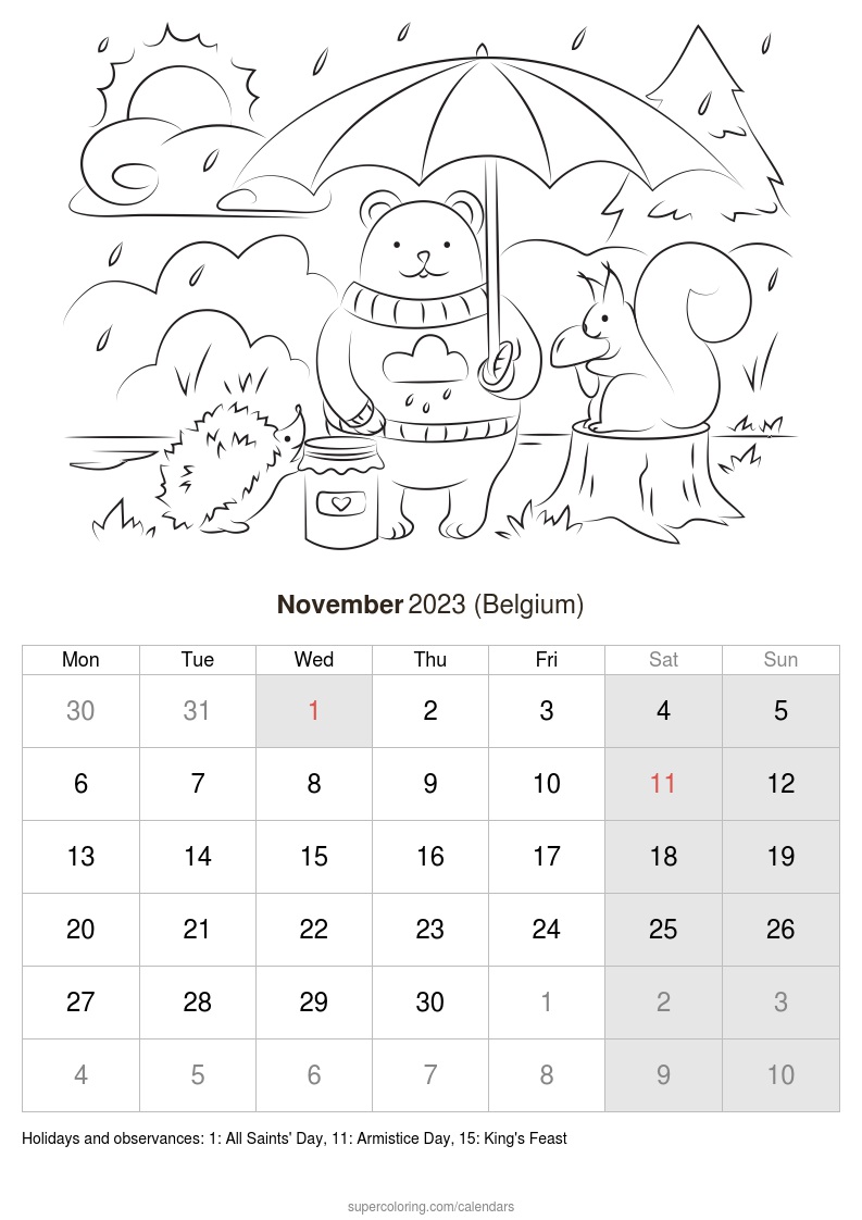 November calendar