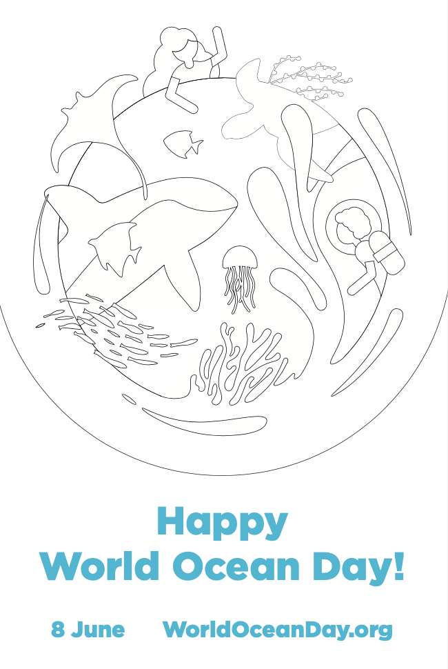 World ocean day coloring page