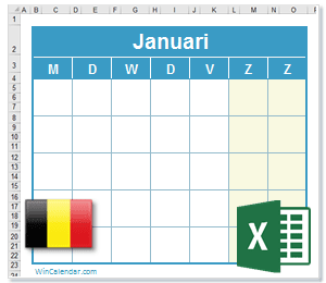 Excel kalender met feestelijke en nationale feestdagen